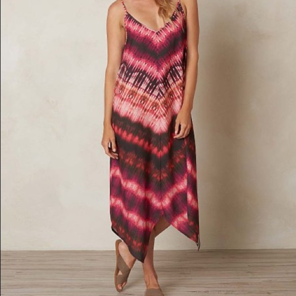 Prana Angelique Maxi Dress Boho Tie Dye Tie Back